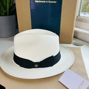 Fedora Panama Hat, Luxury Handcrafted, men and women, White and Natural, sun hat